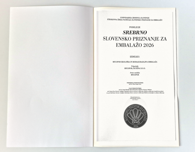 Mycopor srebrno priznanje za embalažo 2026